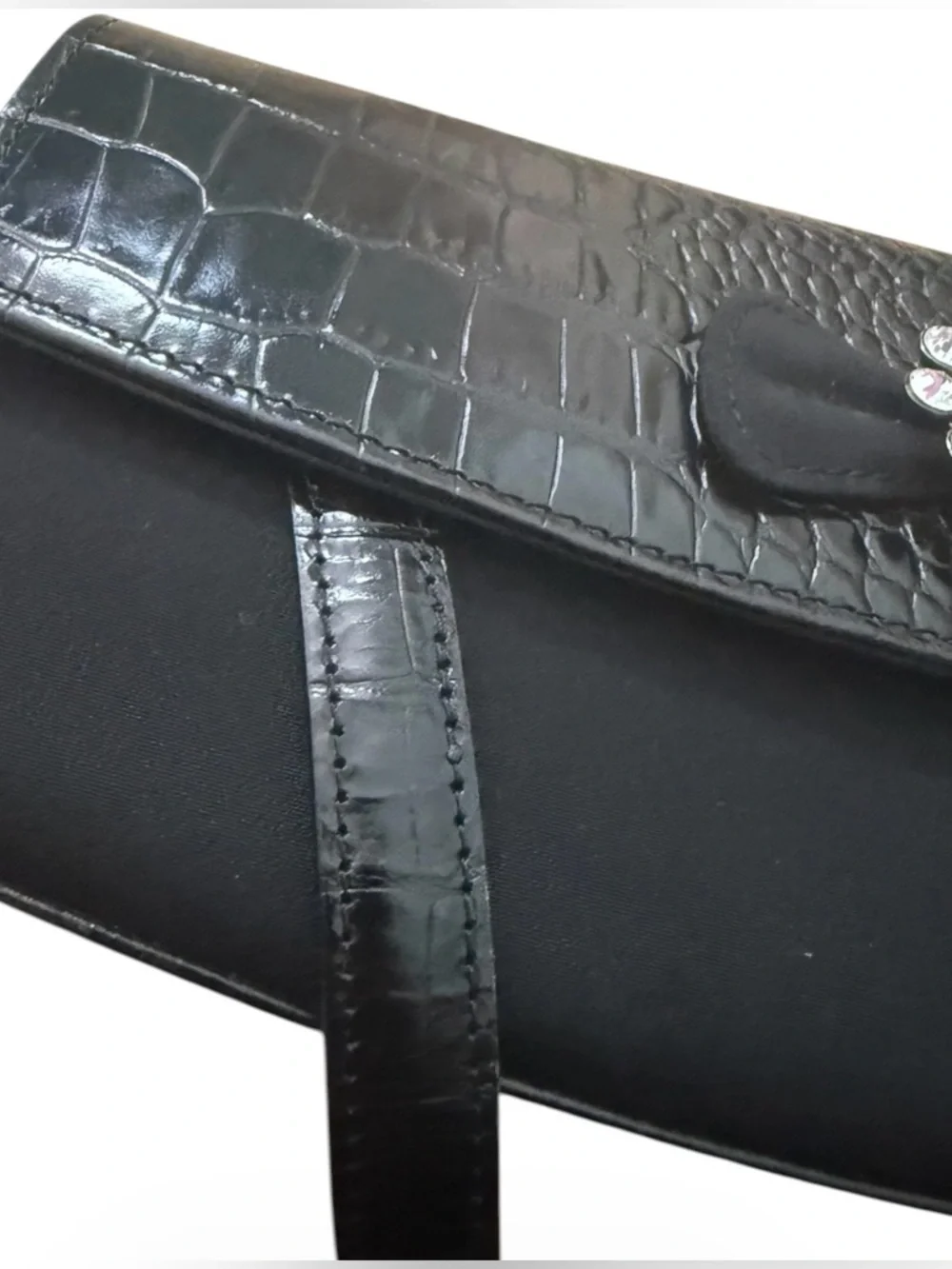 Vintage Brighton Twy Shoulder/Clutch Bag Black Croc Leather Fabric